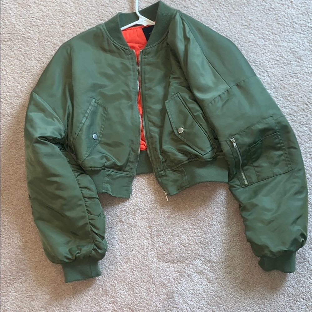 Olive green bomber jacket